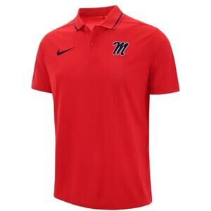 Nike Ole Miss Rebels Dri-FIT Polo Shirt Red Coach Team Gear size Medium